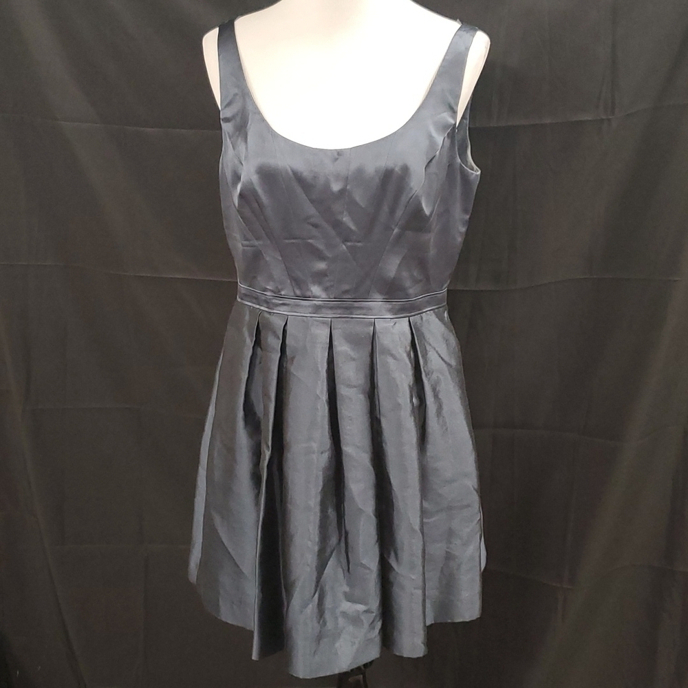 Adrianna Papell Silk Grey Midi Dress SZ 14